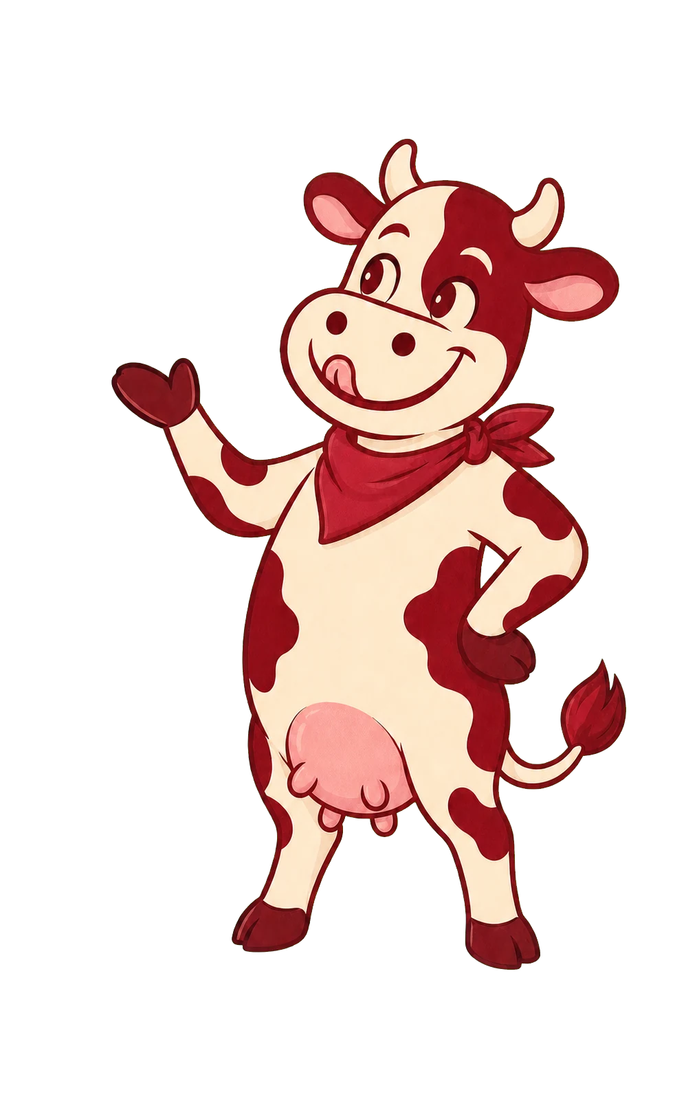 Moolicious, the smiling Udderly Delicious cow mascot